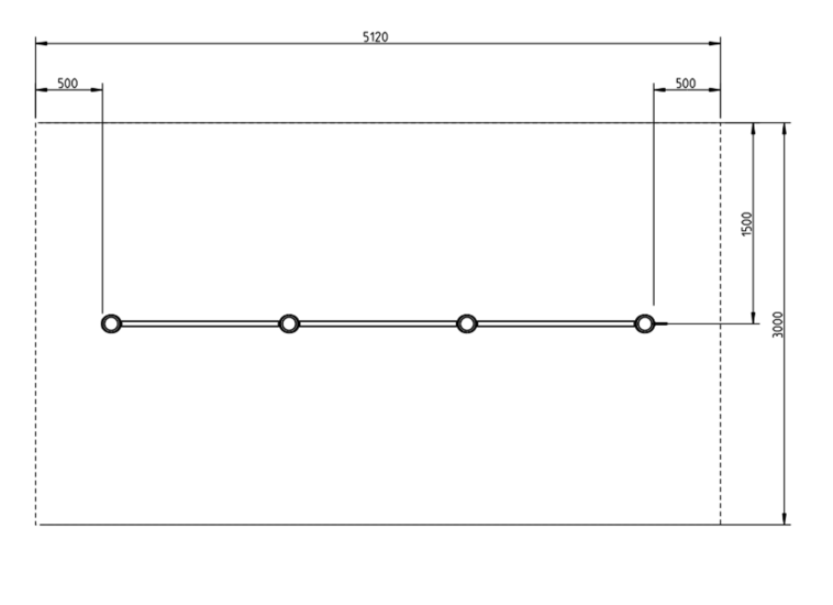 Duikelstang 120 cm met Robinia Palen Trio Openbaar