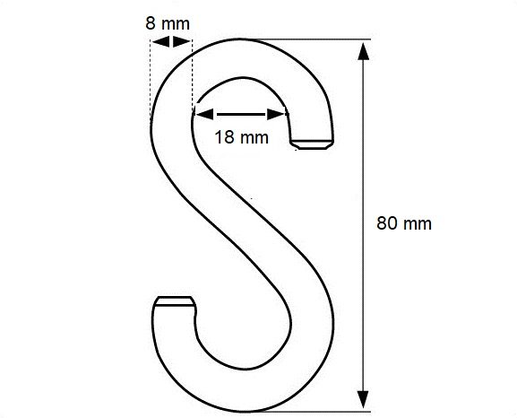 Afmetingen Stelacht Klapacht 80x8mm Verzinkt