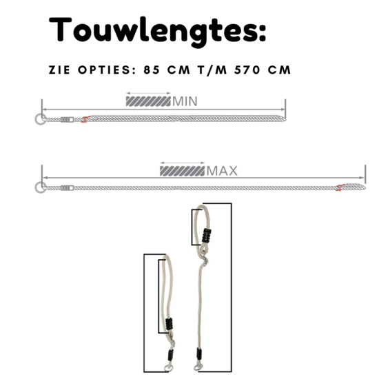 Schommelbevestiging bomen - Hangstoel / schommelzit bevestigingen - touwlengtes -