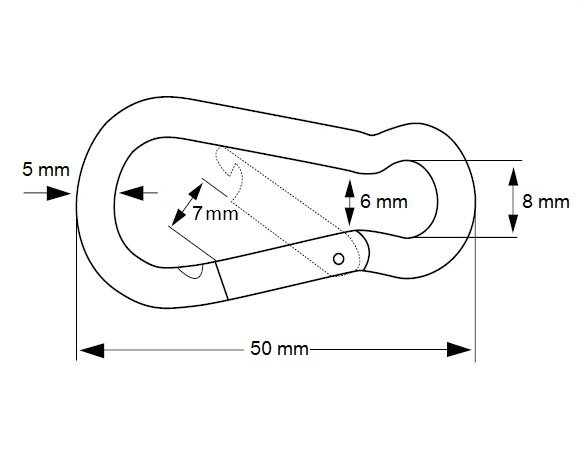 Afmeting Afmetingen karabijnhaak 5x50 mm