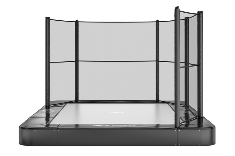trampoline primus akrobat met veiligheidsnet