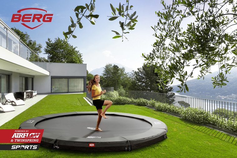 Berg Inground Champion &Oslash;380 Trampoline Grijs Sfeer