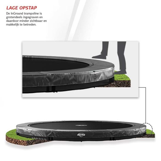 Berg *Inground Elite** Trampoline met veiligheidsnet Deluxe XL 430 Grijs