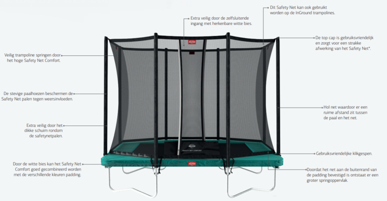 berg trampoline met net 280 x 190 cm