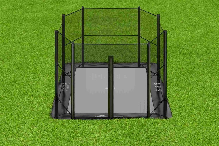 Akrobat Trampoline Primus Flat To The Ground 335x244 met Veiligheidsnet Zwart