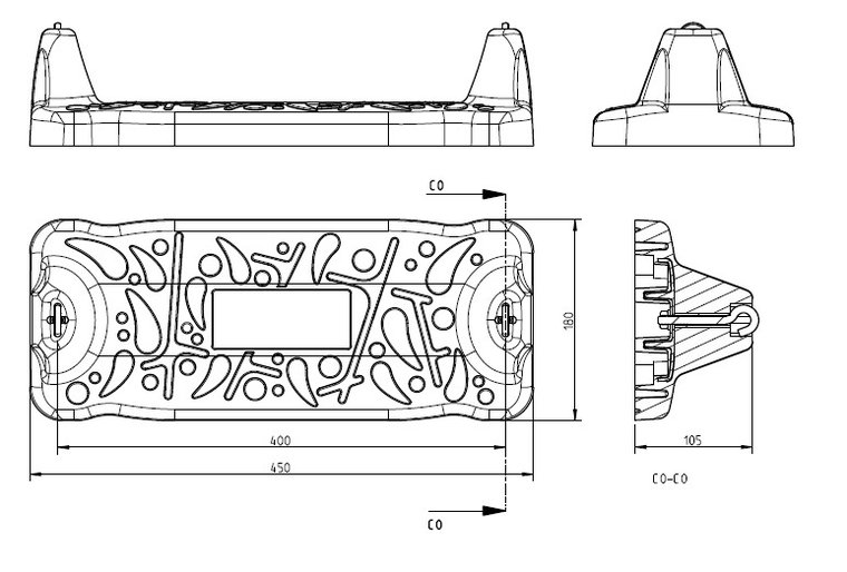 Technische tekening schommelplankje curve