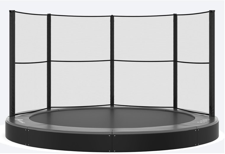 Akrobat Trampoline Primus Flat To The Ground 365 cm met half veiligheidsnet Grijs