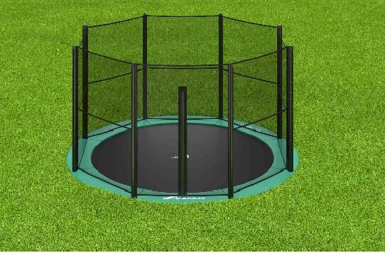 Akrobat Trampoline Orbit Flat To The Ground 430cm met Veiligheidsnet Groen