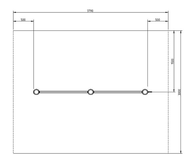 Duikelstang 120 cm Duo Robinia Palen valruimte