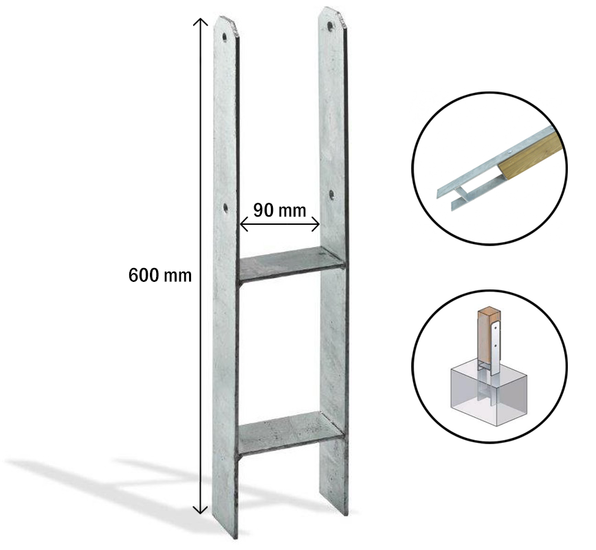 H-Anker Vuur Verzinkt 91x91 mm