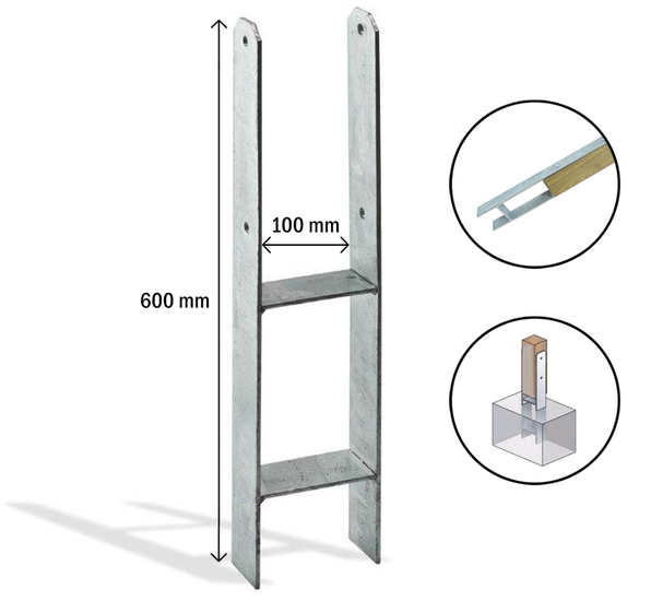 H-Anker Vuur Verzinkt 101x101 mm