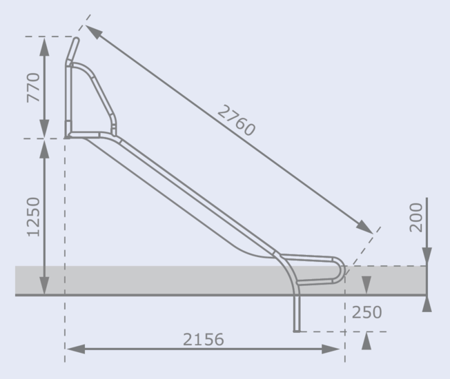 RVS Glijbaan voor Platformhoogte 105 t/m 125 cm Extra Breed met beugel