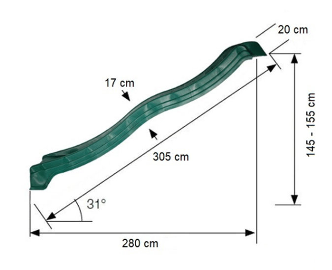 glijbaan afmetingen