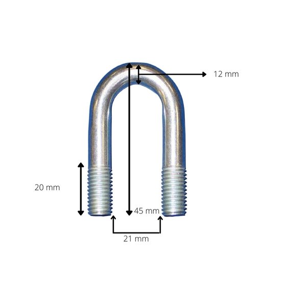 U-bout M12 45mm afmetingen 