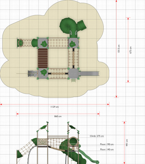 afmetingen tekening speeltoren explore saldor openbaar gebruik