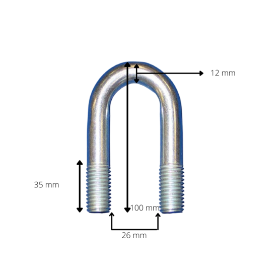 U-bout M12 100mm afmetingen