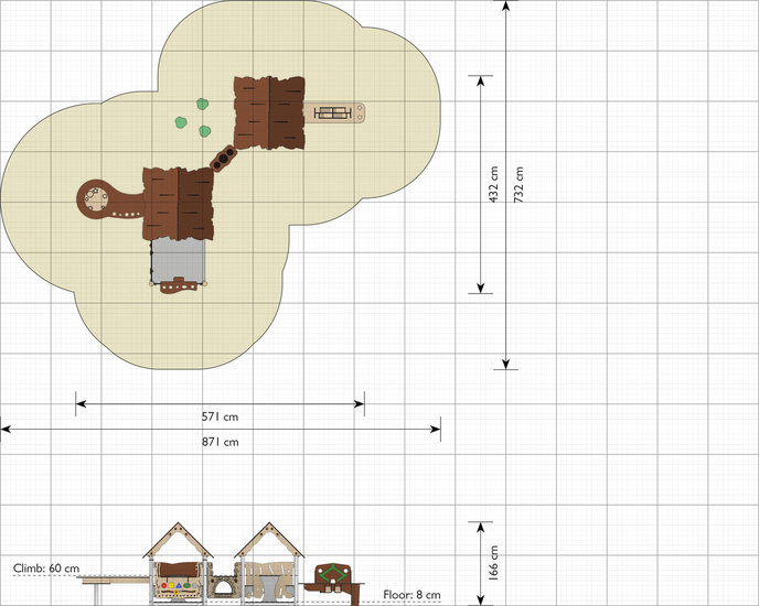 afmetingen tekening speelhuisje explore nora openbaar gebruik