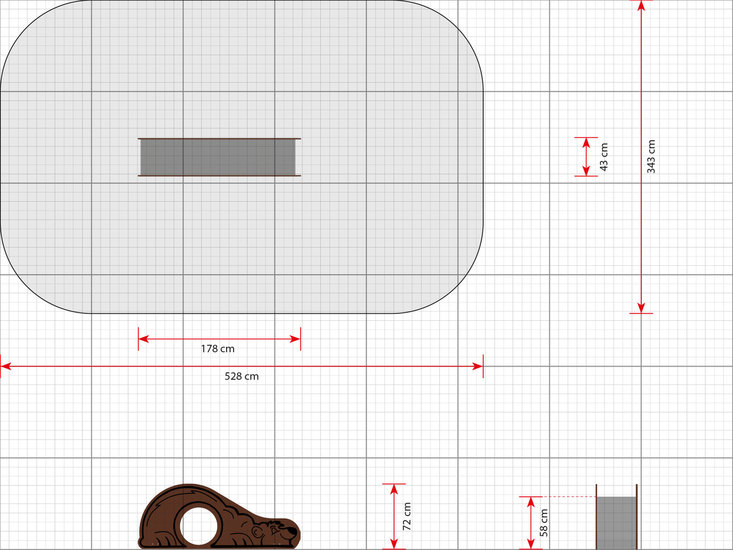 afmetingen tekening glijbaan explore brown bear