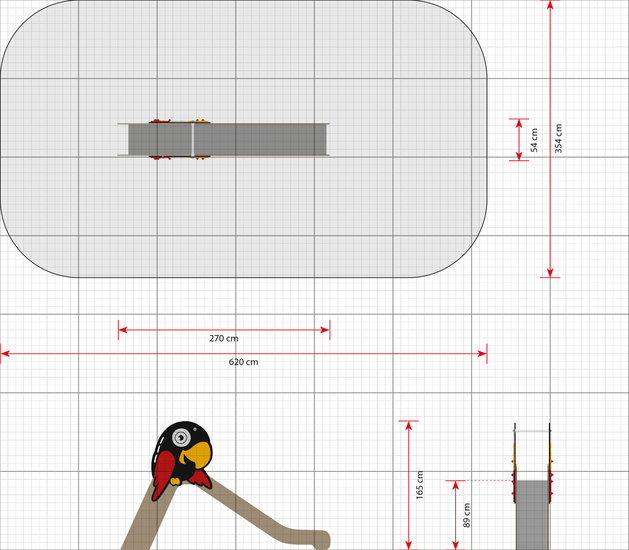 afmetingen tekening glijbaan pirate parrot