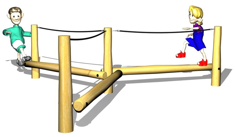 Sfeerimpressie Robinia Balanceerboom Met Gewapend Touw Openbaar (Serie 29)