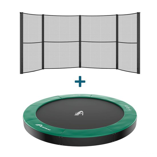 Akrobat Trampoline Orbit Flat To The Ground 244cm Groen met half veiligheidsnet