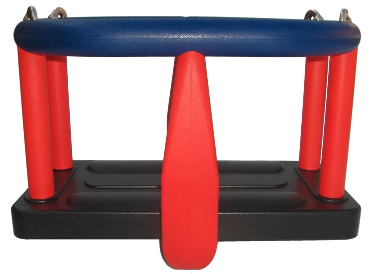 Babyschommel Rubber Premium Blauw/Rood J-haak zonder kettingen voorkant