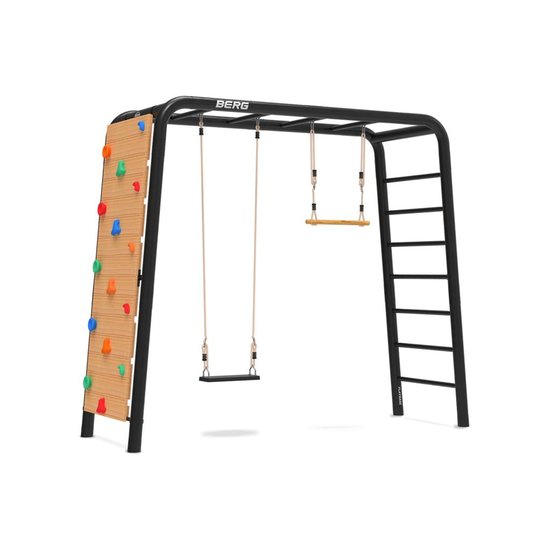 PlayBase Berg Speeltoestel Medium met Klimwand en Klimrek inclusief Schommelzitje en Trapeze groter