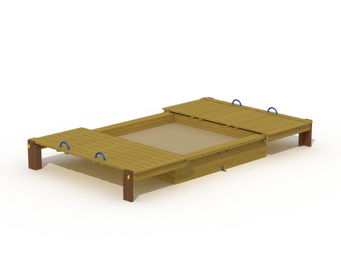 Europlay Lariks houten zandbak met schuifdeksel Openbaar