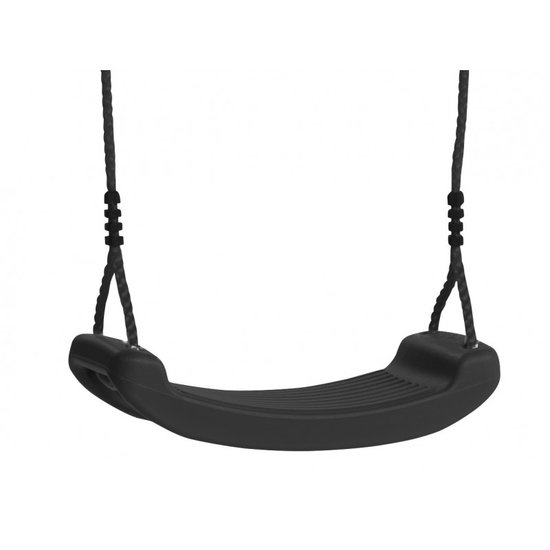 Kunststof Schommelzitje Antraciet met zwarte gevlochten touwen