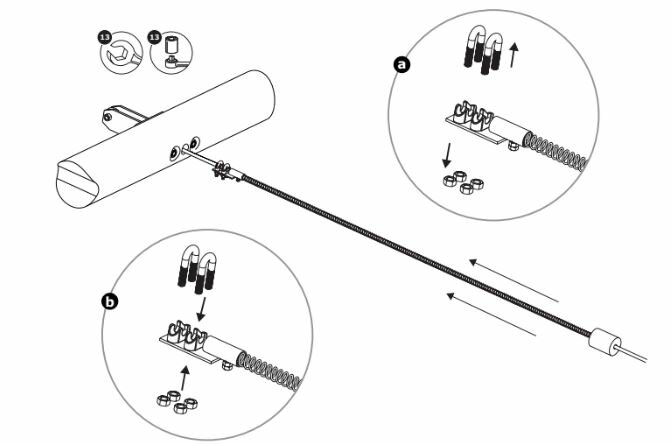 Rem-spiraalveer voor kabelbaan bevestigings montage voorbeeld handleiding