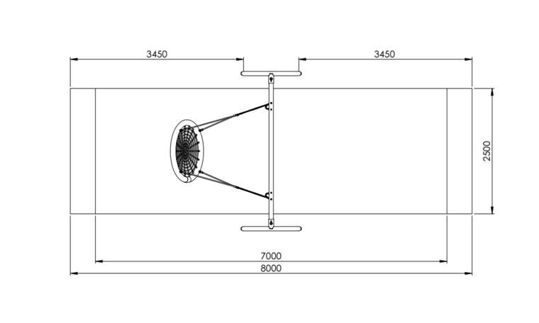 tekening met afmetingen vanEuroplay Stalen Schommel met Nestschommel 