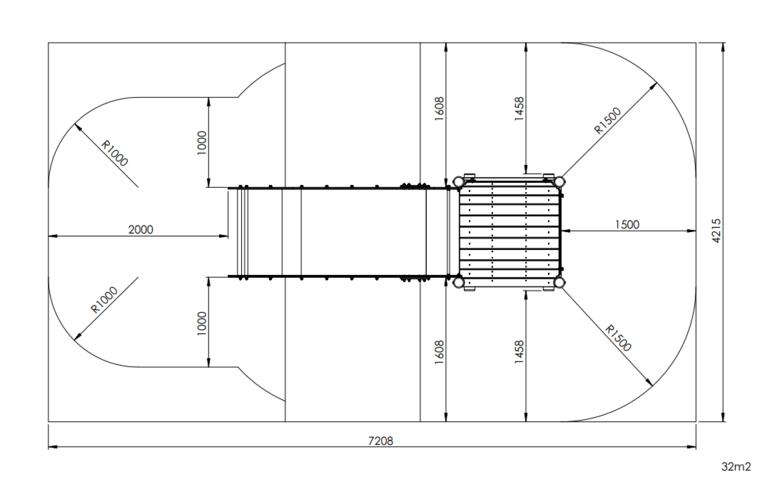 Europlay RVS Heuvelglijbaan met platform 2,5 M extra breed openbaar gekeurd voor school