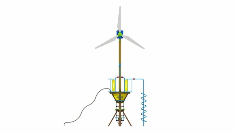 tekening van de zijkant van het Europlay Klimtoestel Windmolen