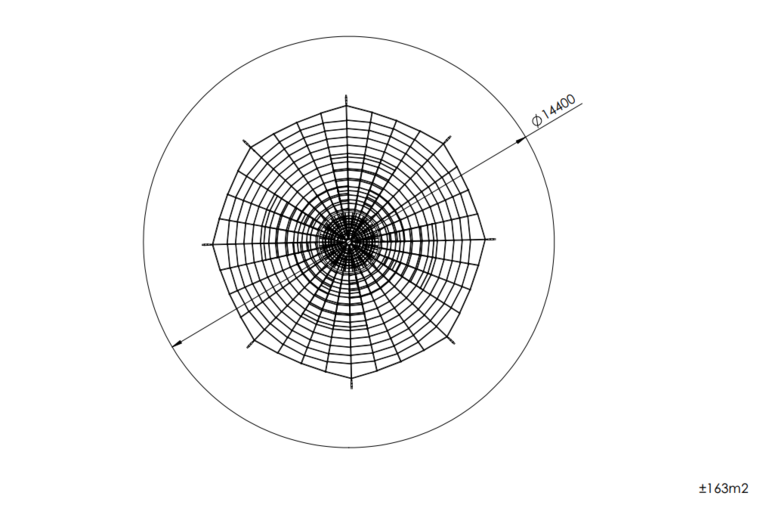 tekening met vrije ruimtes van het Europlay Piramidenet Jupiter 6,5 M