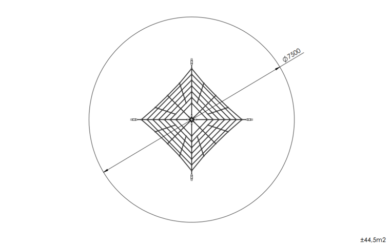 tekening met afmetingen van het Europlay Piramidenet Mars 3,0 M