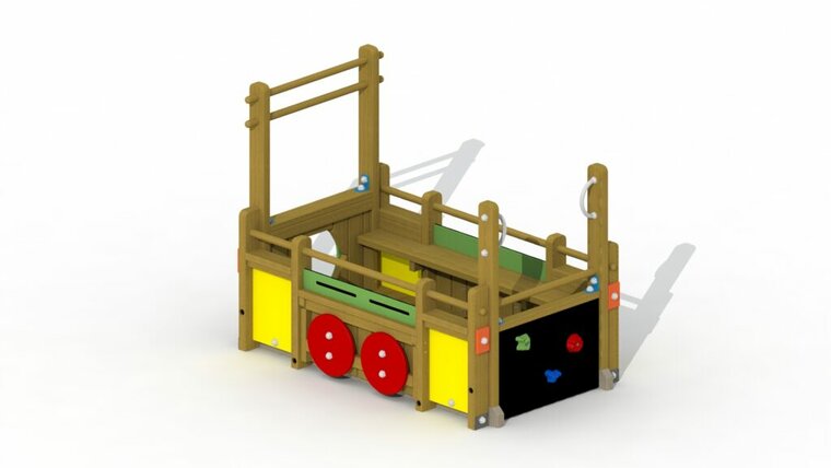 tekening van de achterkant van de Europlay Speeltoestel Aanhangwagen