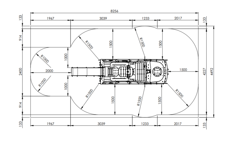 tekening met vrije ruimtes van de Europlay Speeltoestel Brandweerwagen