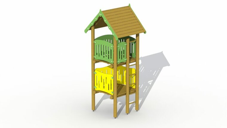 tekening van de Europlay Uitkijktoren met groene zijwanden
