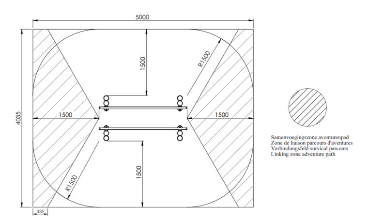 tekening met vrije ruimtes van het Europlay Evenwichtsbrug Lancelot