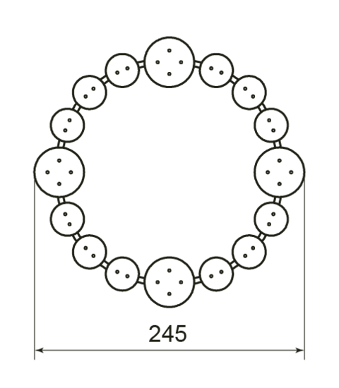 tekening met afmetingen van de Europlay Sprookjescirkel - 16 zittingen