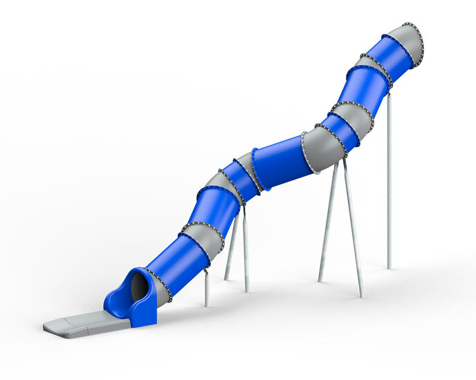 tekening van een Kunststof spiraalglijbaan Openbaar Gebruik platformhoogte 400 cm