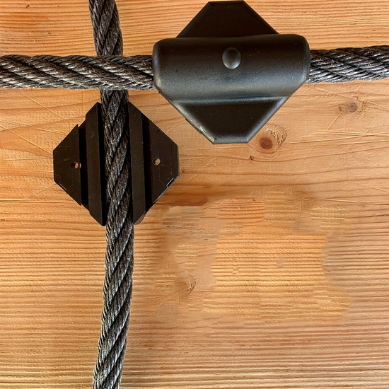 Kunststof X-connector voor &Oslash;16 mm gewapend touw zwart