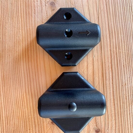 detailfoto van de bovenkant van de Kunststof X-connector voor &Oslash;16 mm gewapend touw zwart