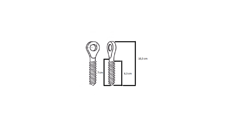 tekening met afmetingen van de Oogschroef met draadeind M10 x 90mm - met plat oog *RVS**