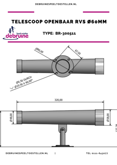 Telescoop Openbaar RVS 60mm