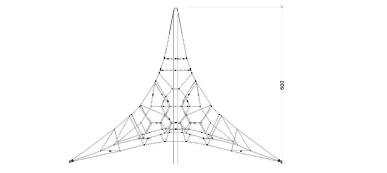 tekening met afmetingen van het Piramidenet 6M Openbaar gebruik