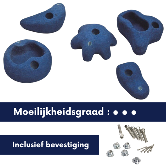 Klimstenen blauw met moeilijkheidsgraad