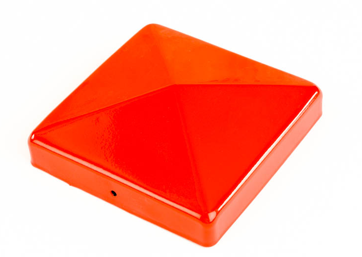 Paalornament Rood Gegalvaniseerd en Gepoedercoat Piramide 106x106 mm incl. schroeven