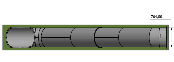 tekening bovenaanzicht van de rvs buisglijbaan platformhoogte 350 cm