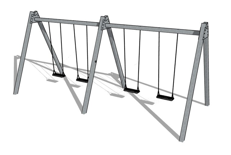 Stalen Schommel 8 Haken Openbaar met 4 Schommelzitjes